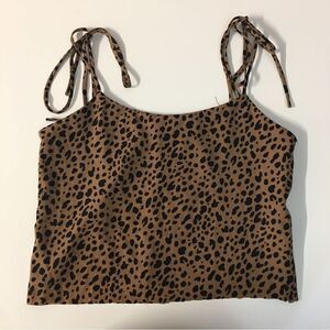 Audrey 3+1 Brown Cheetah Print Crop Top Size XS